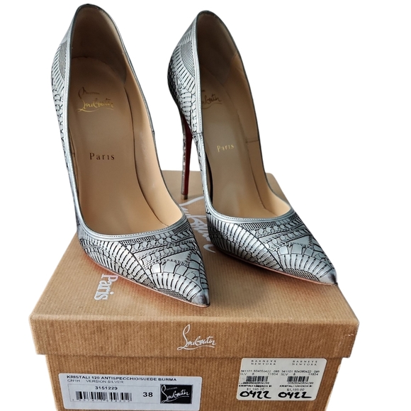 Christian Louboutin Metallic Silver Heels - Picture 1 of 6